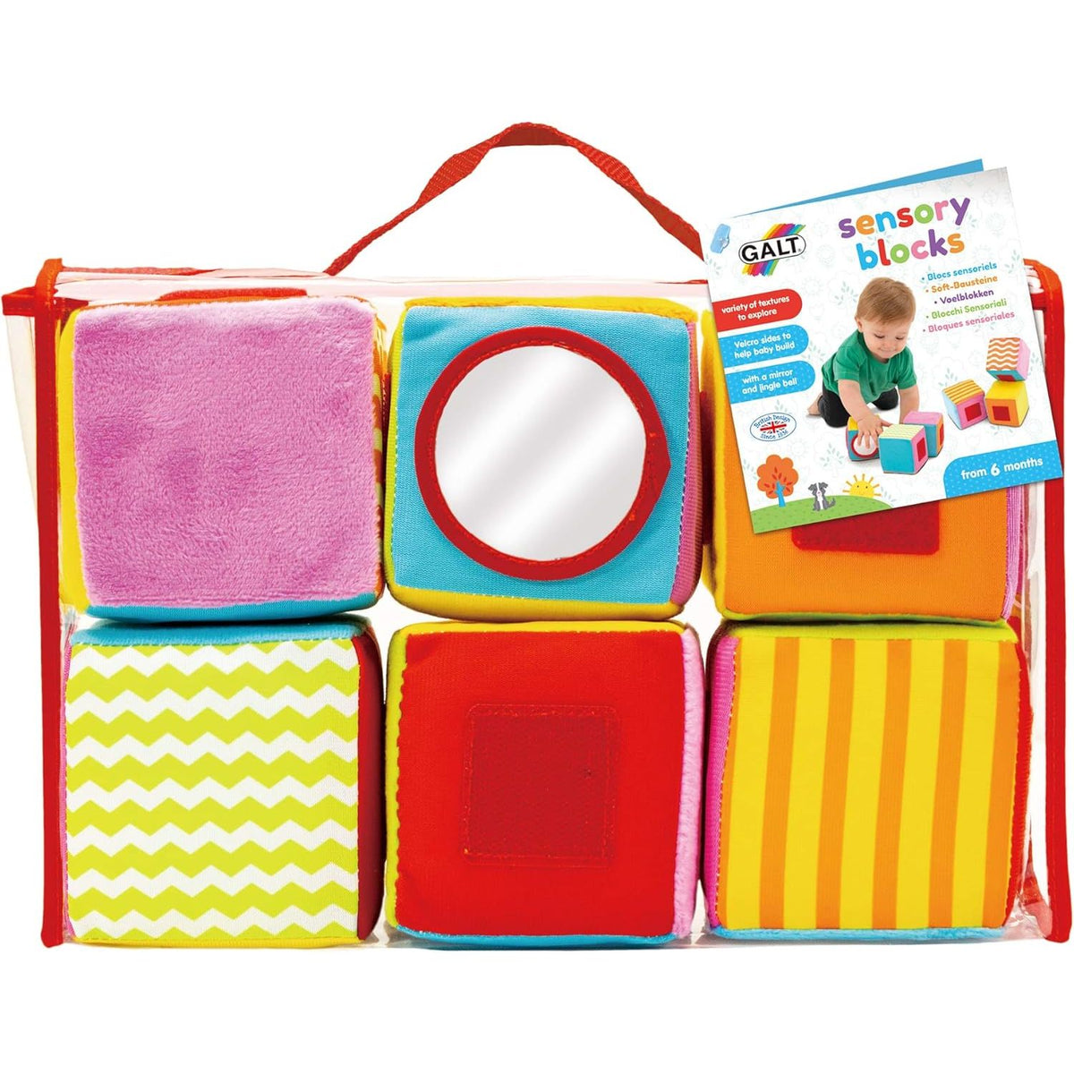 Galt Toys Baby Sensory Soft Blocks Pack of 6 Age 6 Months Above Peekaboo