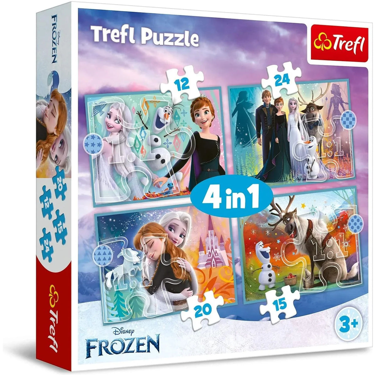 Trefl 4in1 (12, 15, 20, 24) Jigsaw Puzzle The amazing world of Frozen ...