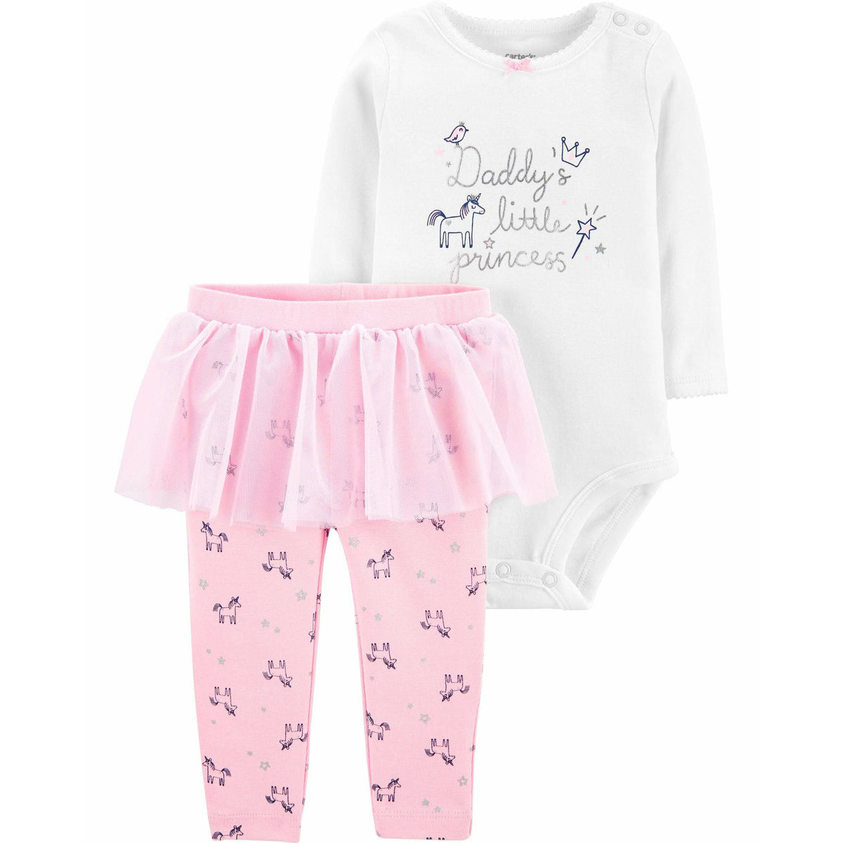 Carter's 2-Piece Daddy's Little Princess Bodysuit Tutu Pant Set Girl  Multicolor 1I793010 Peekaboo