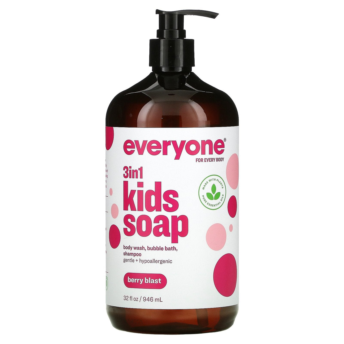 Everyone 3 in 1 Bath Soap for Kids Berry Blast 32 fl oz (946 ml) Peekaboo