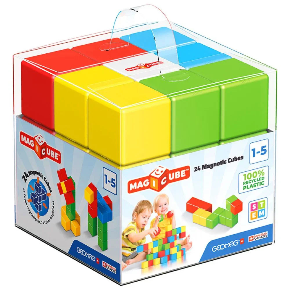 Set de constructie Geomag Magicube Recycled, 40 piese, multicolor Set de constructie Geomag Magicube Recycled, 40 piese, multicolor