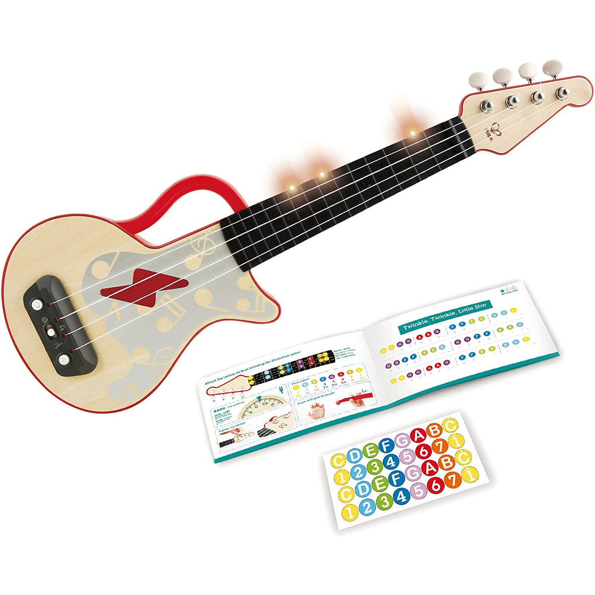 Hape Learn With Lights Ukulele Guitar Red Age 3 Years Above