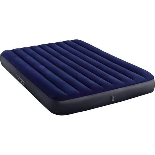 Intex Queen Dura-Beam Classic Downy Airbed with Hand Pump(152 x 203 x 25 cm) Navy Blue Age- 8 Years & Above