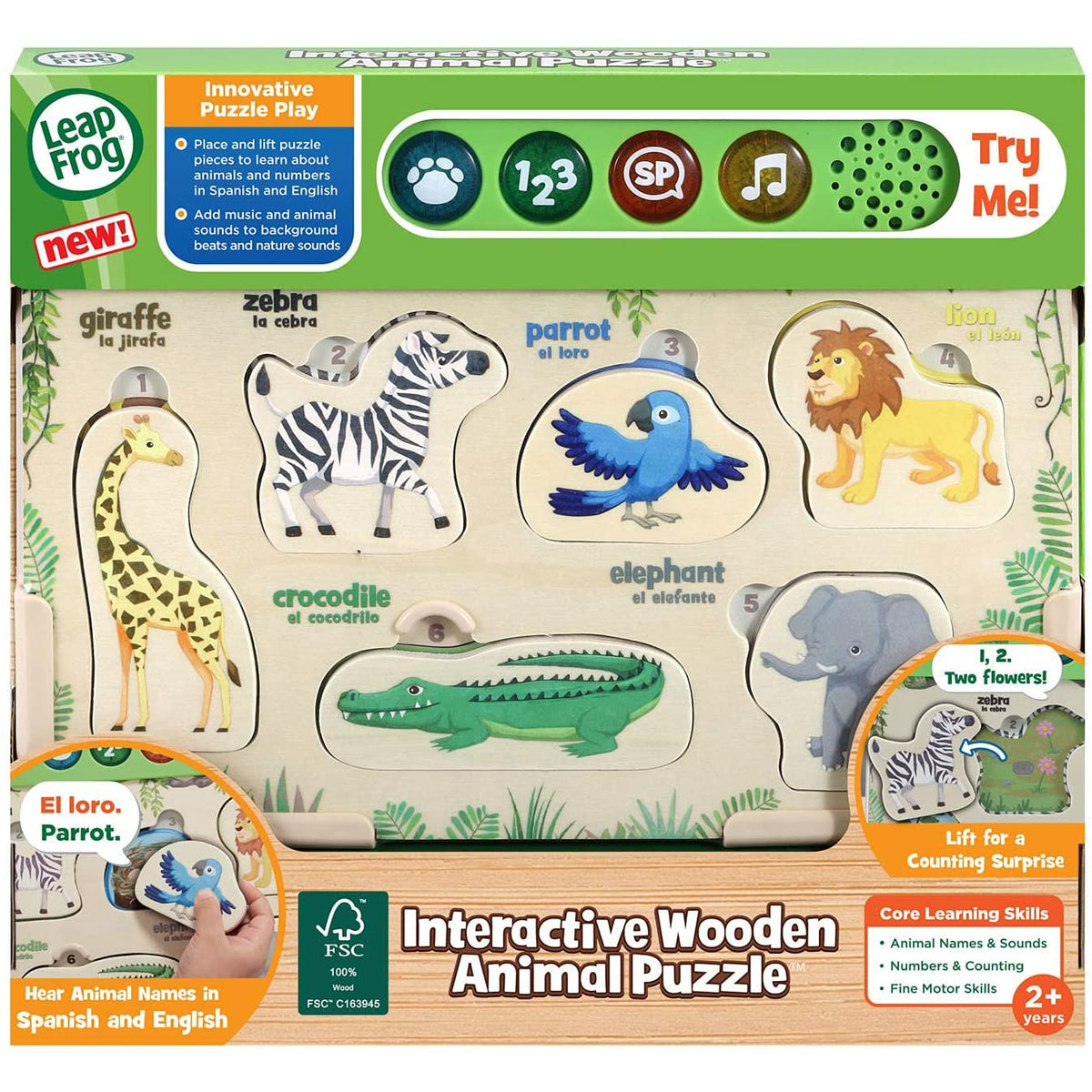 LeapFrog Interactive Wooden Animal Puzzle Multicolor Age 2 Years