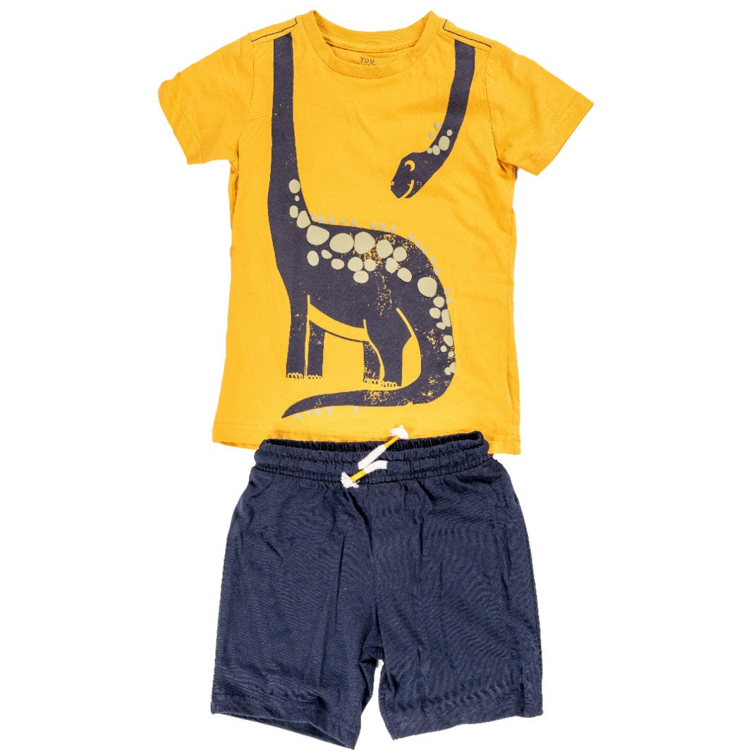 Mothercare Dinosaur T Shirt And Shorts Set Yellow Age- 9 Months to 6 Years
