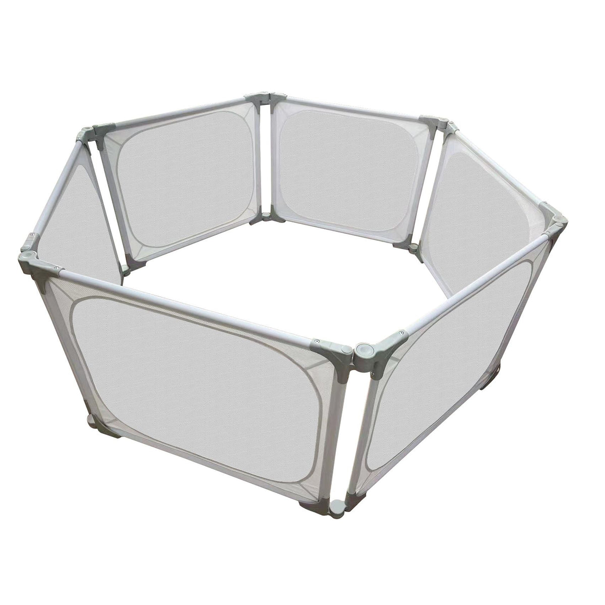 Peekaboo 6 Panel Kids Portable & Foldable Playpen Grey Age 3 Months
