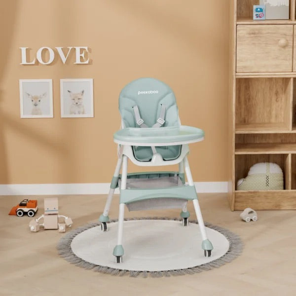 Peekaboo Premium 3 in 1 Comfy High Chair Mint Green Age- 6 Months to 4 Years
