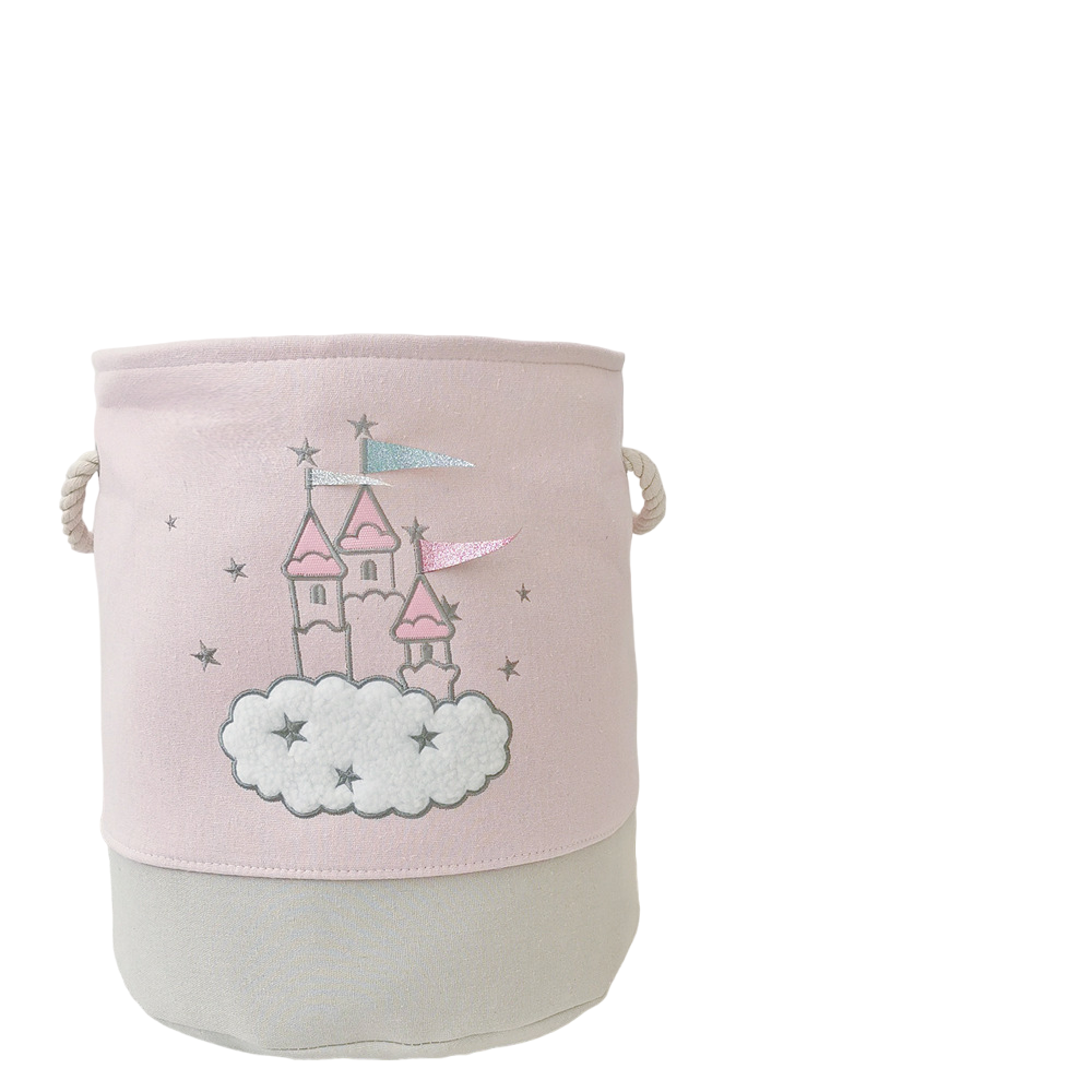 Pibi Adorable Clouds Castle Printed Laundry Bag/Toy Organizer (35 x 40 cm) Pink Age- Newborn & Above