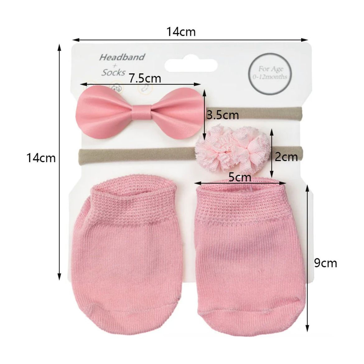 Pibi Baby Girls Socks+ Bow Hairband Set Dp094 Assorted Age- Newborn to 12 Months