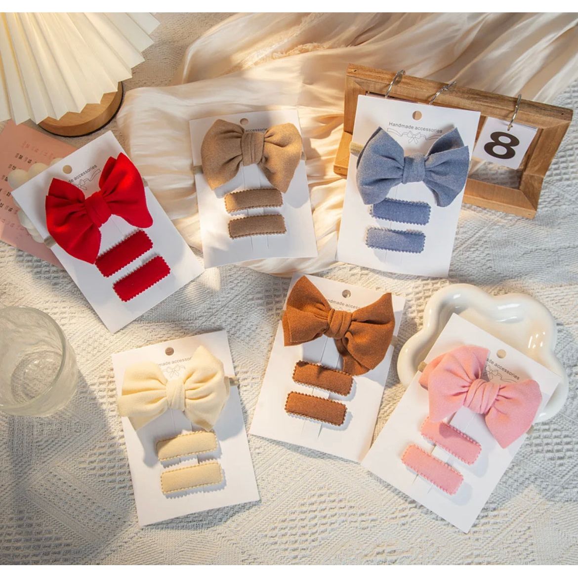 Pibi Faux Kashmere Bow Headband+ 2 Hair Clips Set Dp096 Assorted Multicolor Age- Newborn & Above