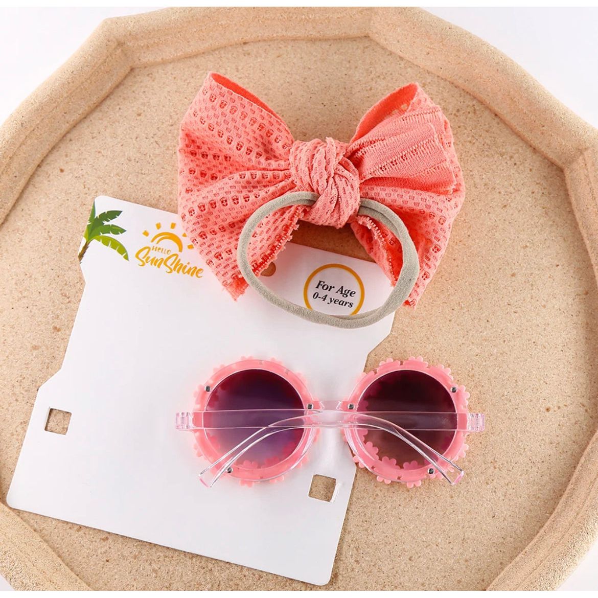 Pibi Infant Girls Round Sunglasses And Headband Set Dp074 Assorted Age- Newborn to 4 Years