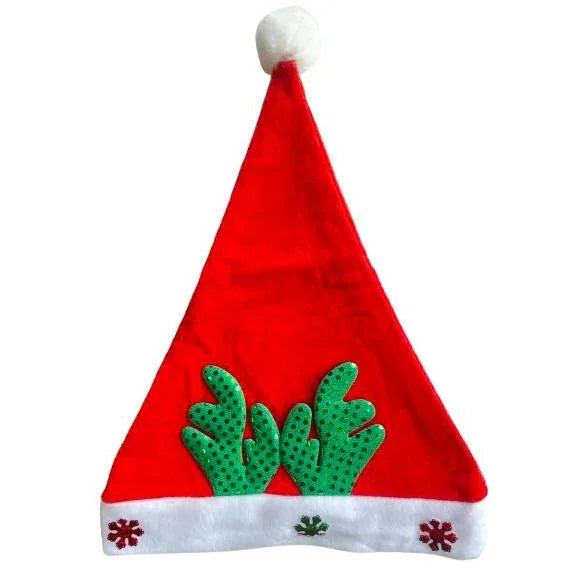 Pibi Santa Hat with Belt  Red/White with green flower
