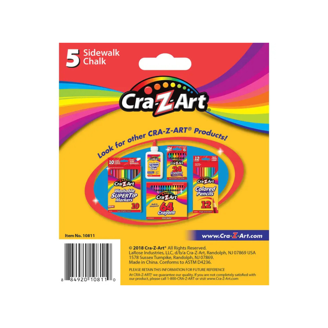 Cra-Z-Art 5 ct Sidewalk Chalk Multicolor Age- 3 Years & Above