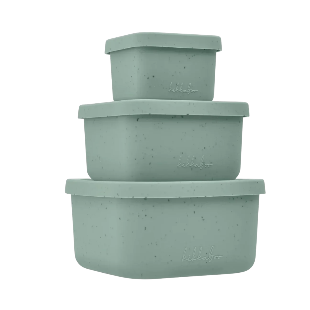 Kikkaboo Platinum Silicone Snack Box Set 3 Sage Age- 6 Months & Above