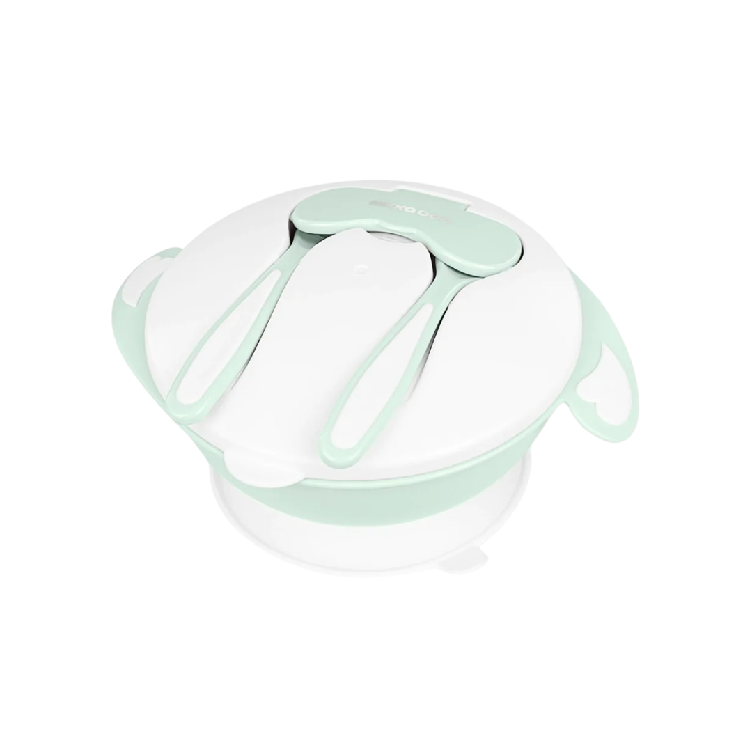 Kikkaboo 4-in-1 Snack Bowl with Fork & Spoon Mint Age- 6 Months & Above