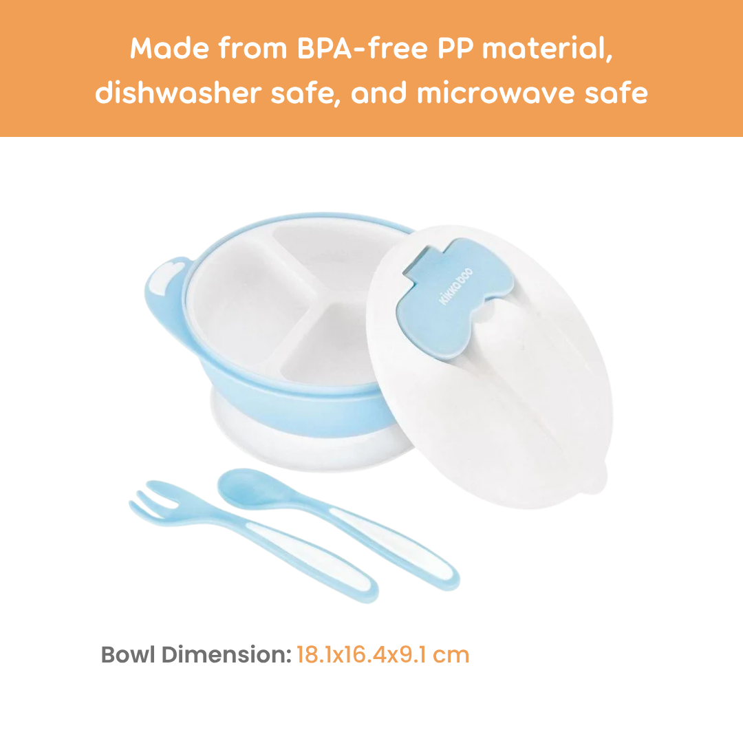 Kikkaboo 4-in-1 Snack Bowl with Fork & Spoon Mint Age- 6 Months & Above