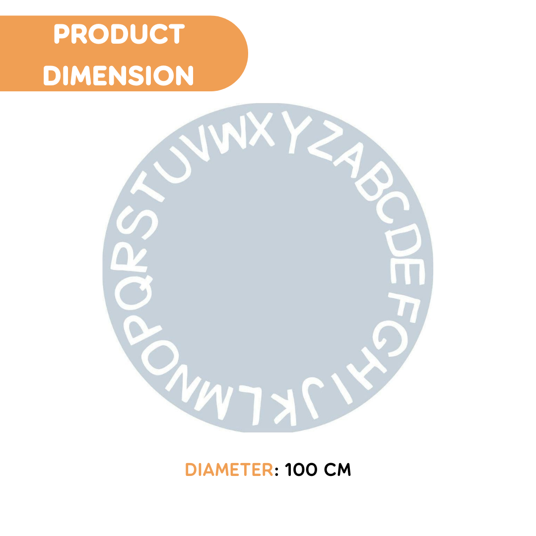 Peekaboo 3D Alphabet Round Carpet/ Baby Play Mat (100 cm Diameter) Blue/White Age- Newborn & Above