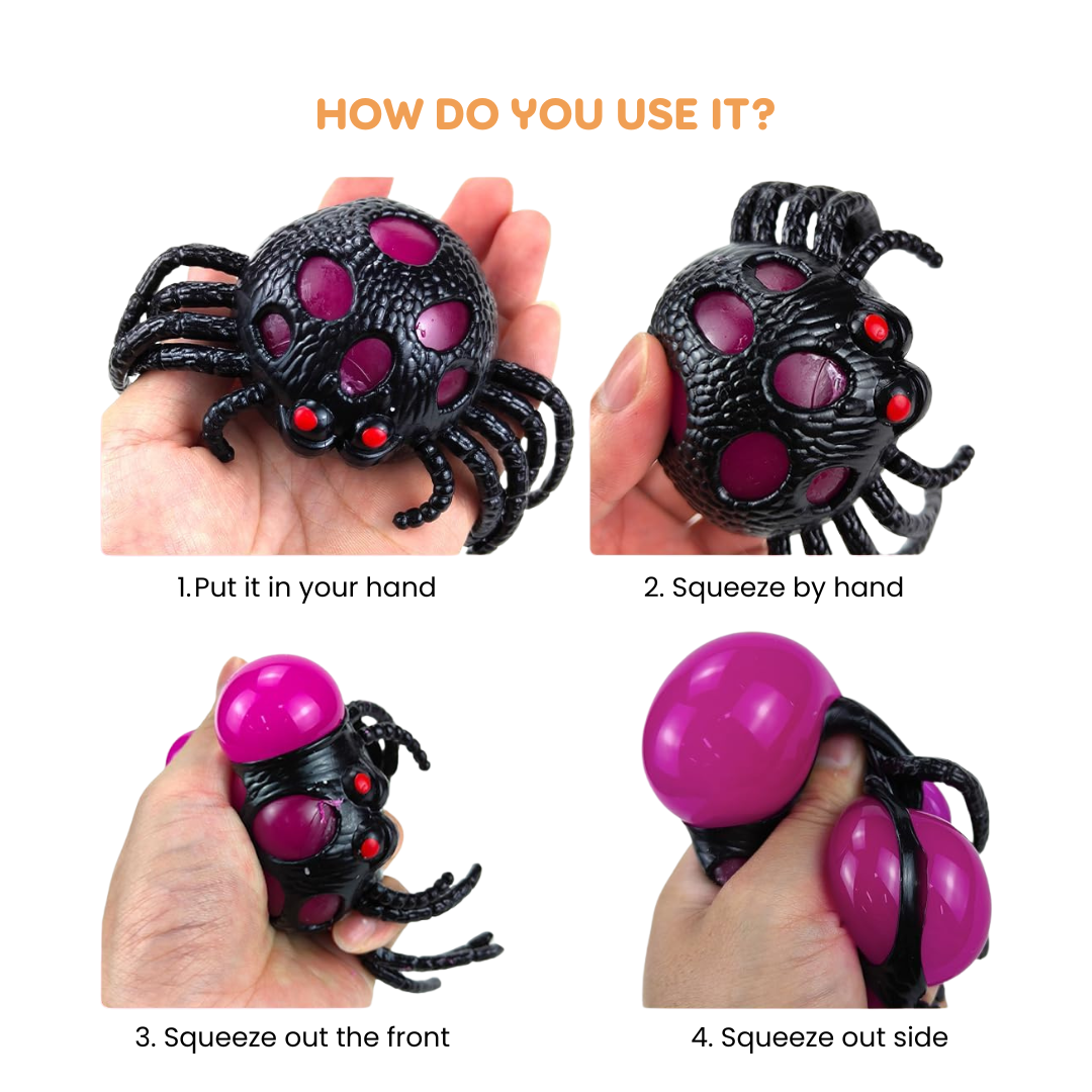 Pibi Spider Fidget Squishy Toy 15X8Cm Multicolor Assorted Pack of 1 Age- 3 Years & Above