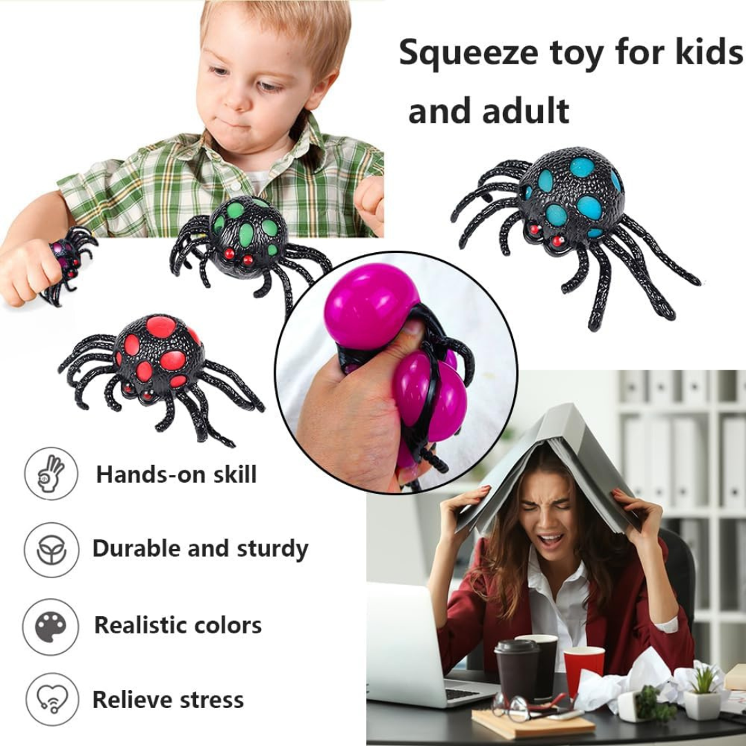 Pibi Spider Fidget Squishy Toy 15X8Cm Multicolor Assorted Pack of 1 Age- 3 Years & Above