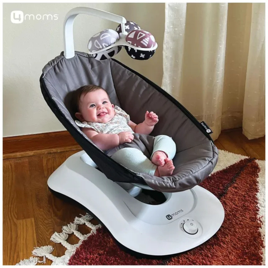 4Moms Rockaroo Baby Rocker 2.0 Model with Front to Back Gliding Motion 1048 Graphite Age- Newborn & Above