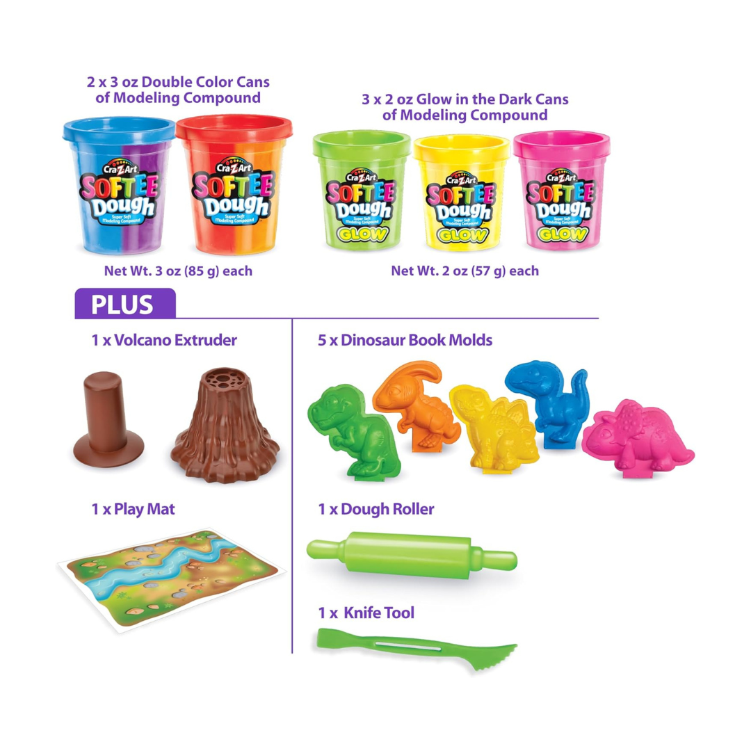 Softee Dough Dino Glow Dough Multicolor Age- 3 Years & Above
