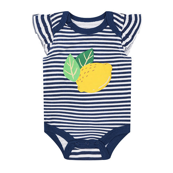 Motherschoice Infant Girls 3-Pack Frill Sleeves Bodysuits/Onesies Blue/Yellow/White IT3486
