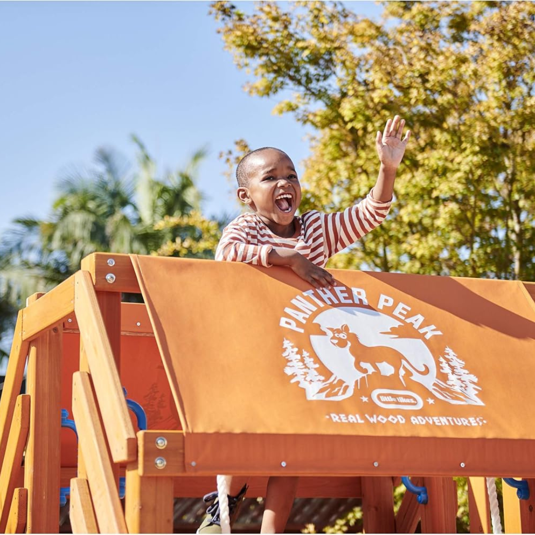 Little Tikes Cute Squirrel Outdoor Backyard Wooden Kids Swing Set