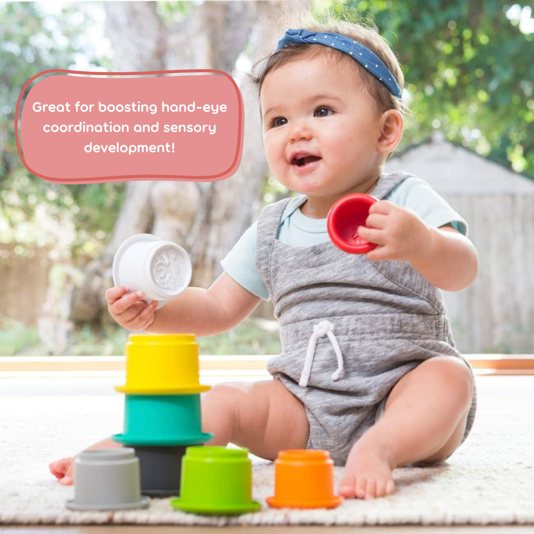 Infantino Stack 'N Nest Cups Set of 8 Multicolor Age- 9 Months & Above