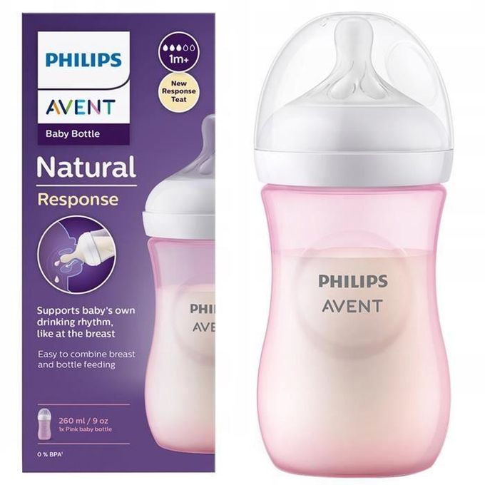 Philips Avent Natural Response Baby Bottle Pink 260ml 1m+