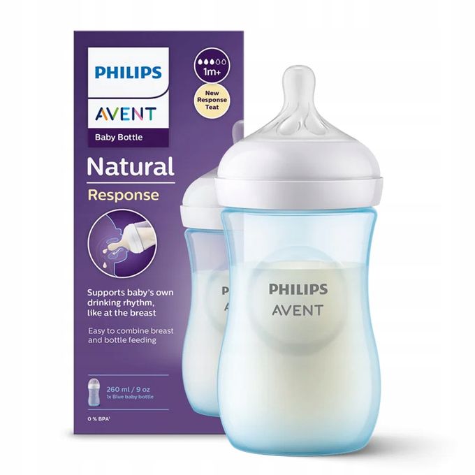 Philips Avent Natural Response Baby Bottle 260ml Blue 1m+
