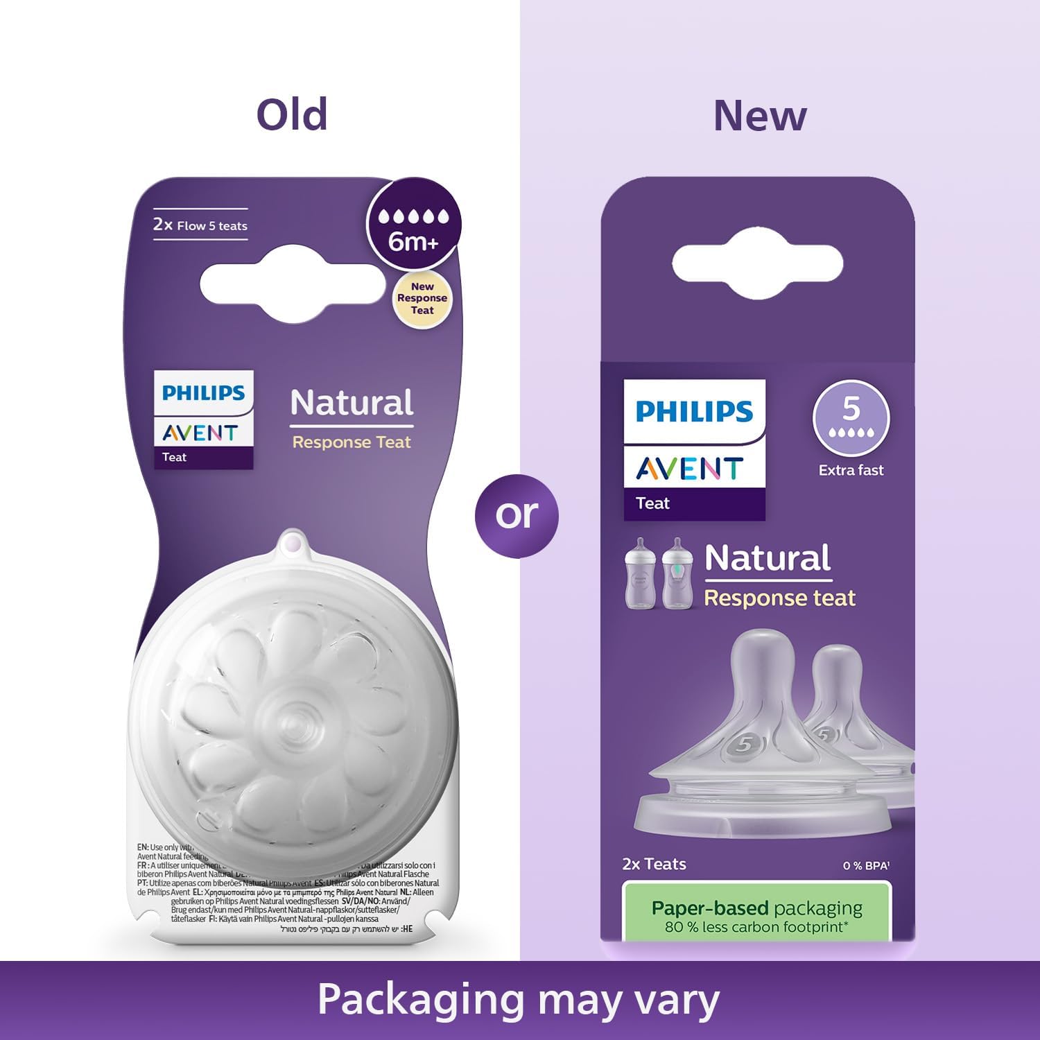 Philips Avent Natural Response Bottle Teat SCY 965/02 â€“ for Babies 6-12M, BPA-Free, Twin Pack