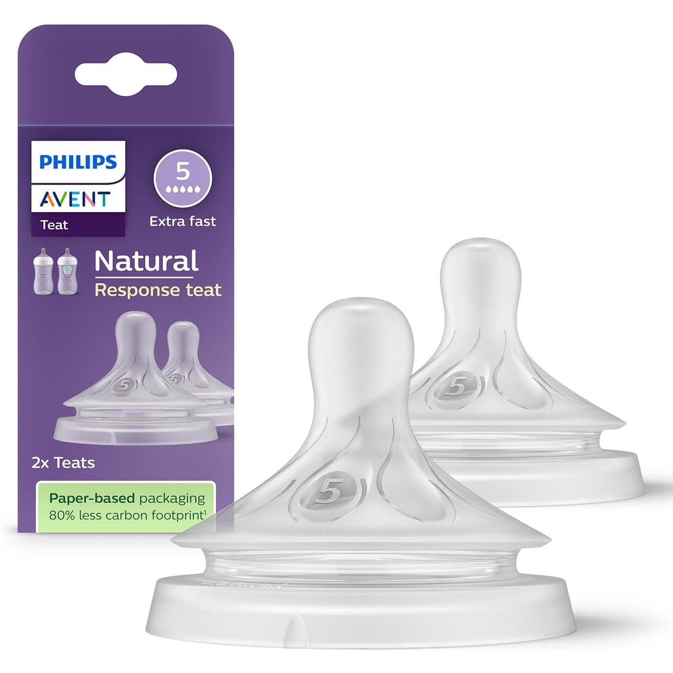 Philips Avent Natural Response Bottle Teat SCY 965/02 â€“ for Babies 6-12M, BPA-Free, Twin Pack