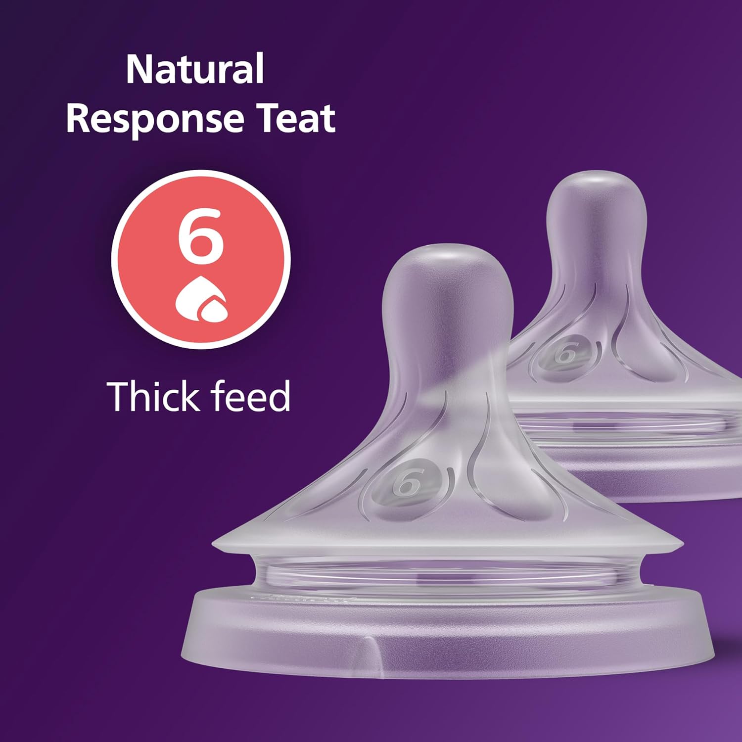 Philips Avent Natural Response Bottle Teat - 2 x Baby Bottle Flow 12+ Months, BPA Free-SCY966/02