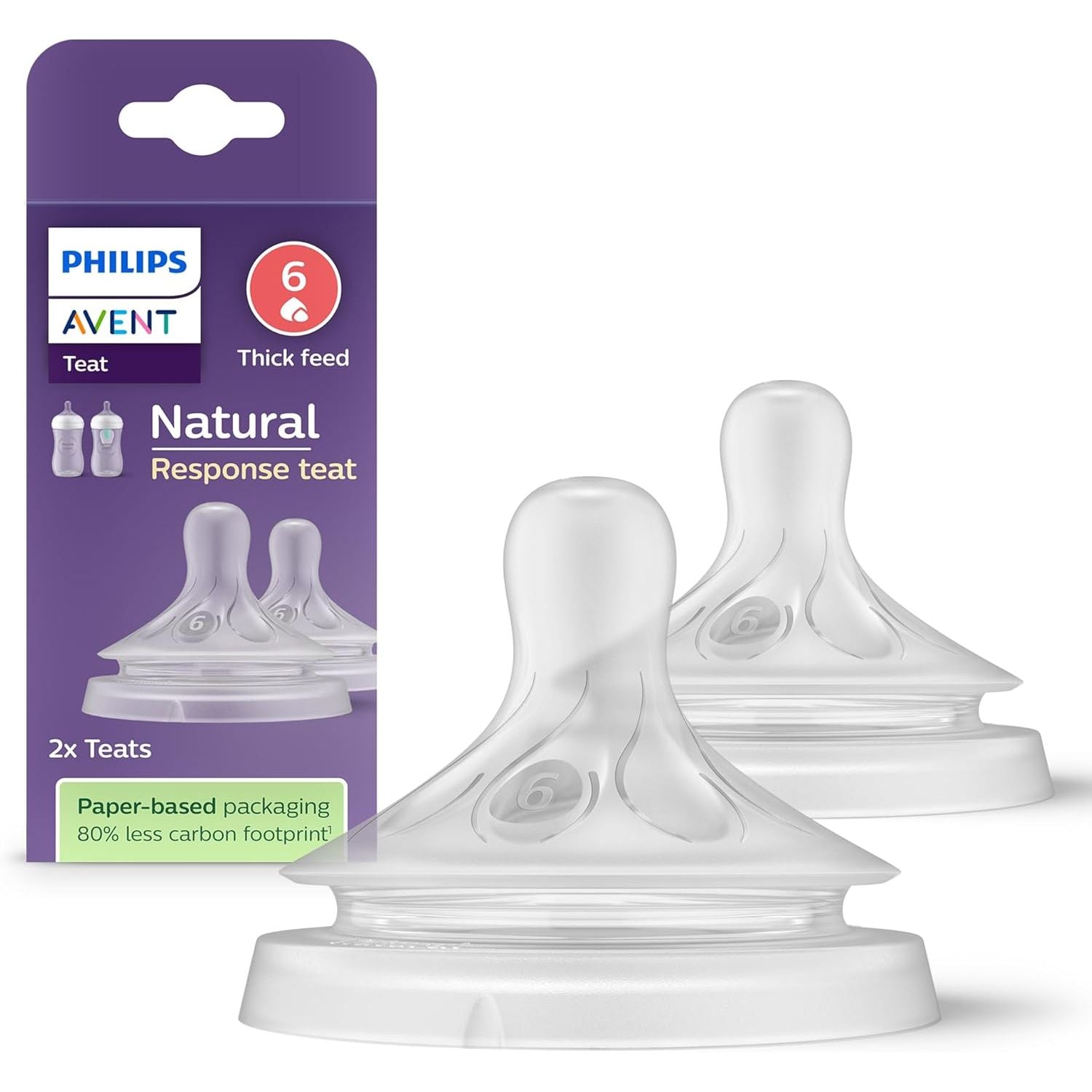 Philips Avent Natural Response Bottle Teat - 2 x Baby Bottle Flow 12+ Months, BPA Free-SCY966/02