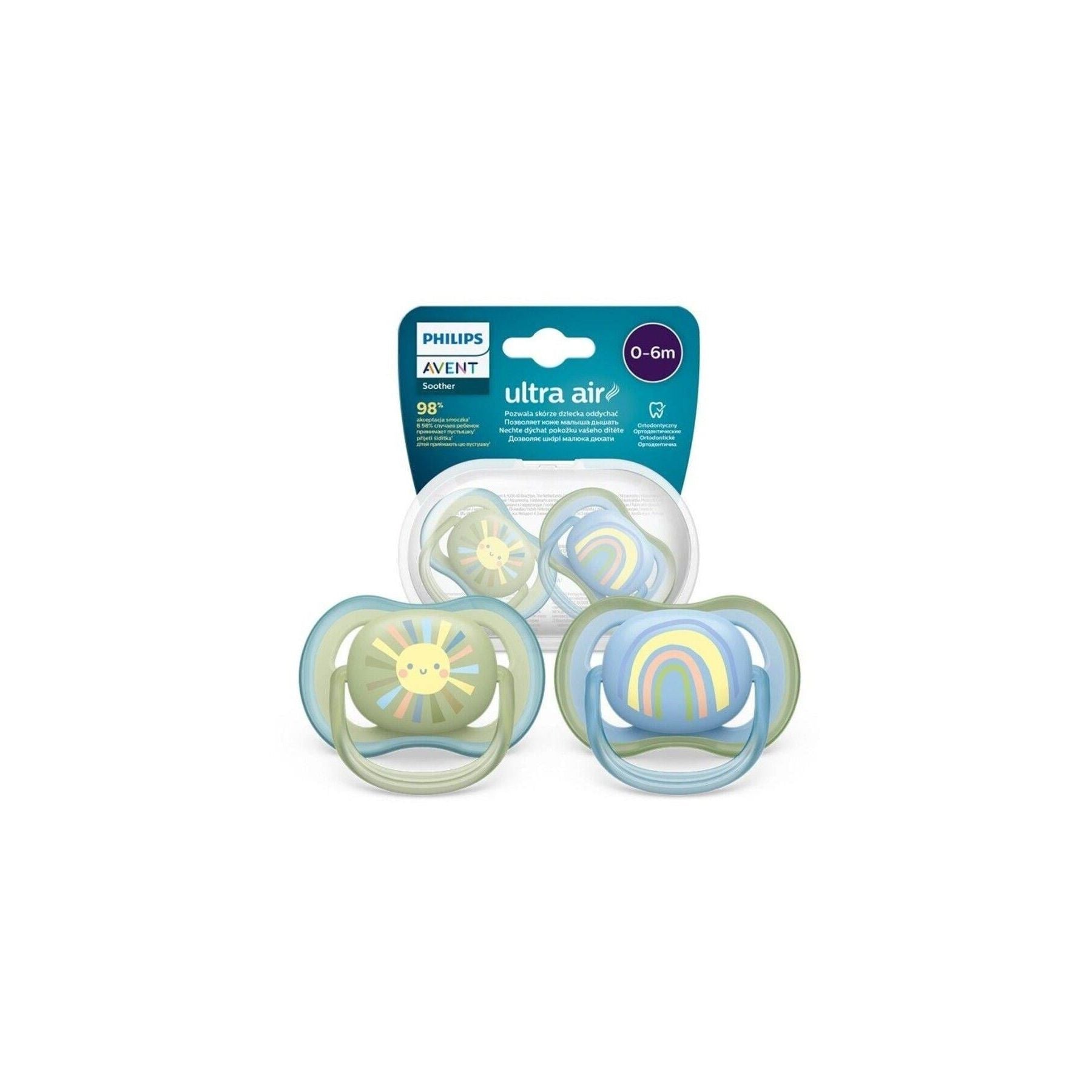 Philips Avent Ultra Air Silicone Pacifier Mama/Boat 2 Pack-SCF080/01- 0-6m