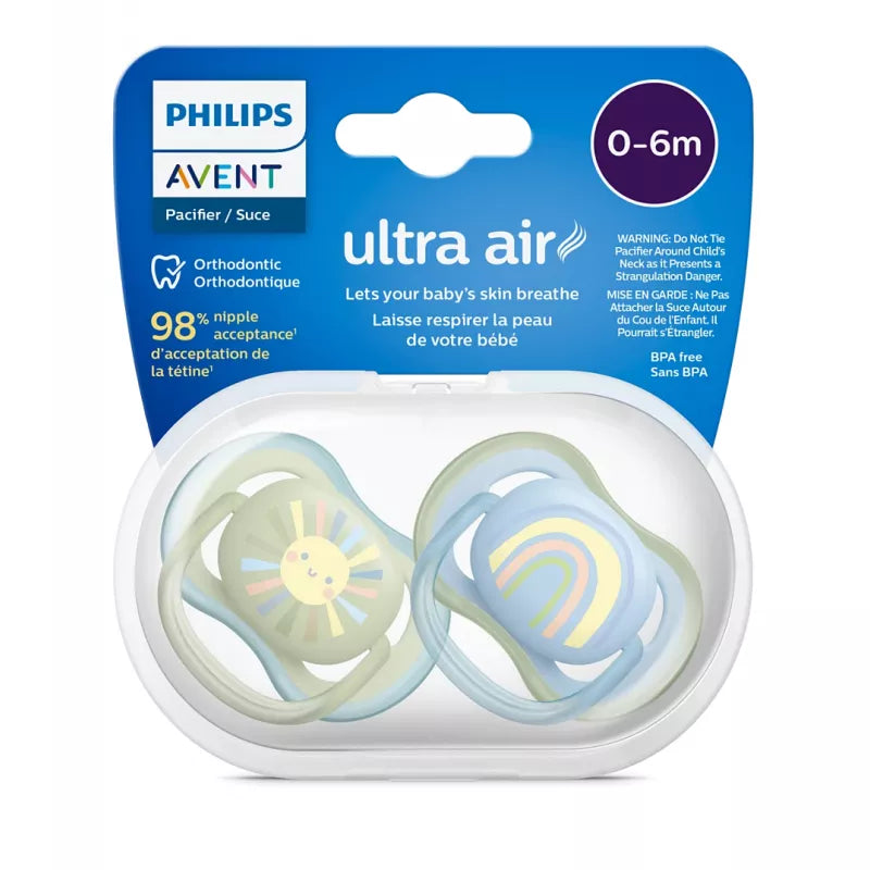 Philips Avent Ultra Air Silicone Pacifier Mama/Boat 2 Pack-SCF080/01- 0-6m