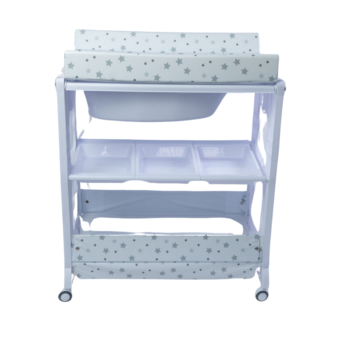 Bear Club 2 in 1 Movable Baby s Bath Changing Table with Storage Compartments Multicolor Age Newborn to 12 Months Peekaboo
