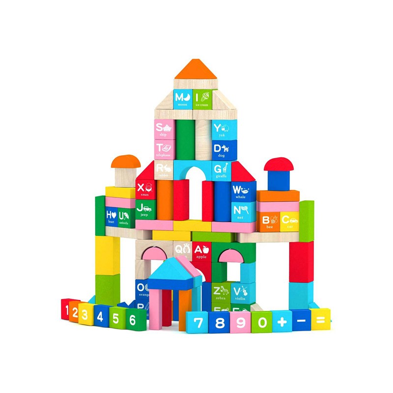 Acool Toys 100Pcs Early Education Blocks with Numbers & Alphabets Multicolor Age- 2 Years & Above
