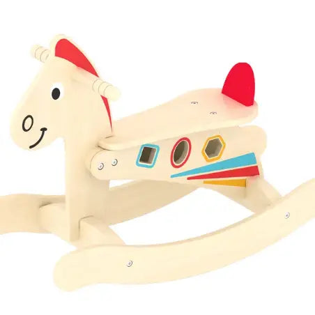 Acool Toys 2-in-1 Wooden Horse Rocker with Shaper Sorter AC7383 Age- 18 Months & Above