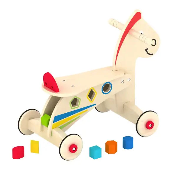 Acool Toys 2-in-1 Wooden Horse Rocker with Shaper Sorter AC7383 Age- 18 Months & Above