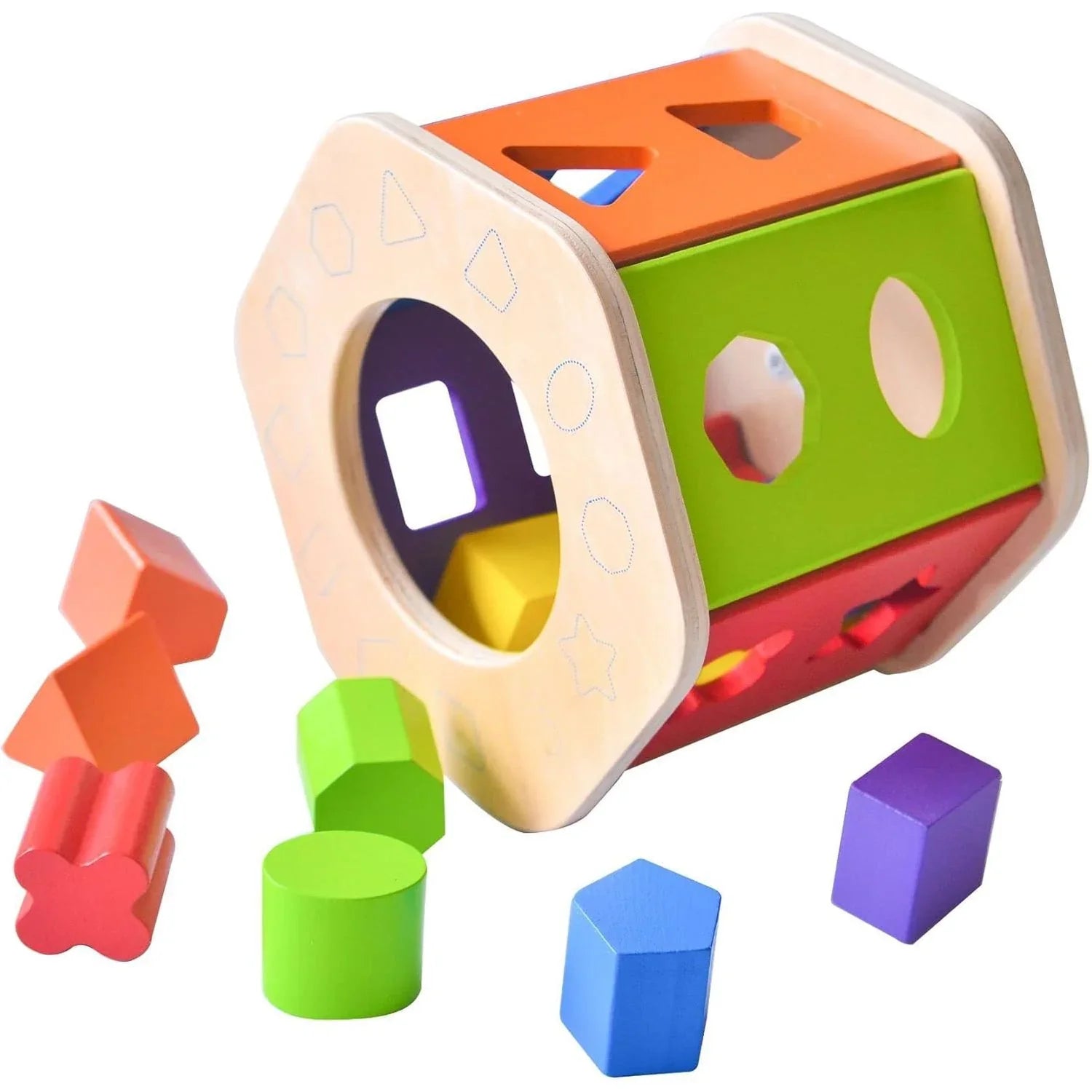 Acool Toys 3-in-1 Multiactivity Hexagon Shape Sorter with 12 Blocks ...