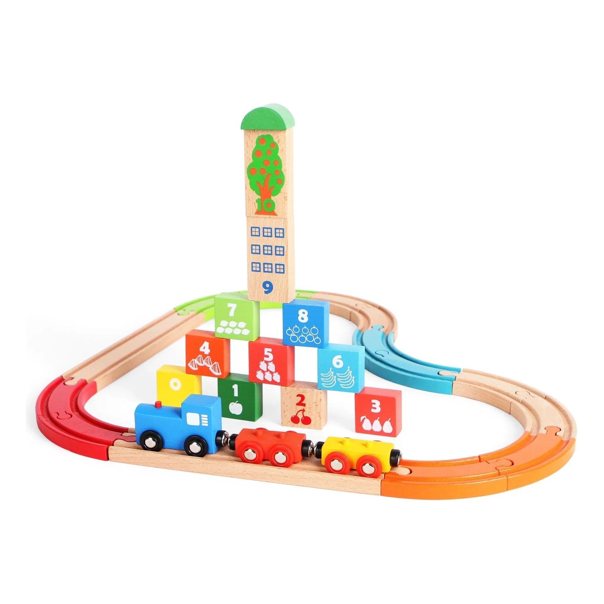 Acool Toys Build It, Blocks 2--Pieces Wooden Train Set With Colorful ...