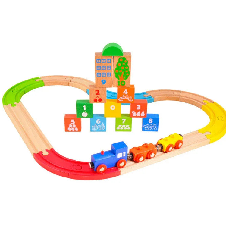 Acool Toys Build It, Blocks 2--Pieces Wooden Train Set With Colorful ...