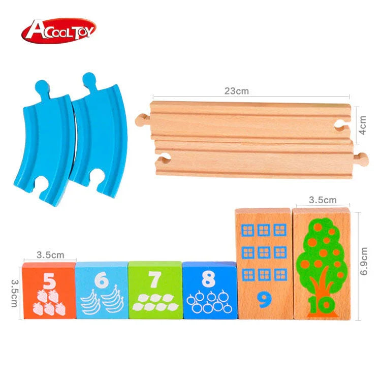 Acool Toys Build It, Blocks 2--Pieces Wooden Train Set With Colorful ...