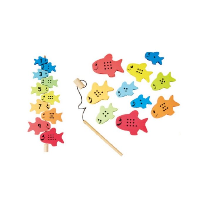 Acool Toys Magnetic Wooden Fishing Game Set of 11 AC6680 Multicolor Age- 2 Years & Above