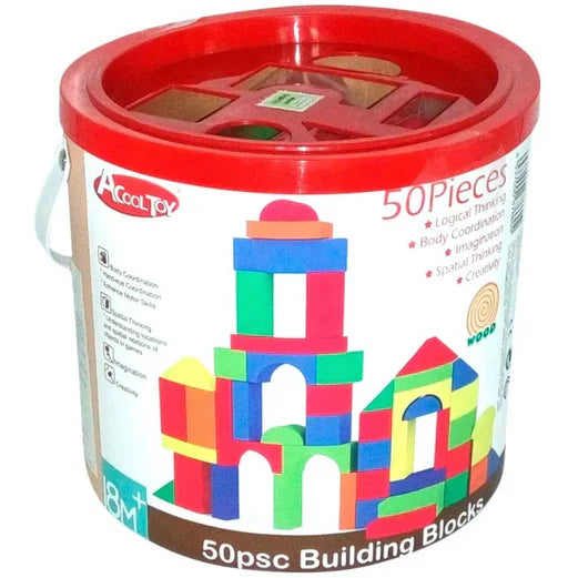 Acool Toys Toddlers 50Pcs Wooden Tower Blocks Multicolor Age- 18 Months & Above