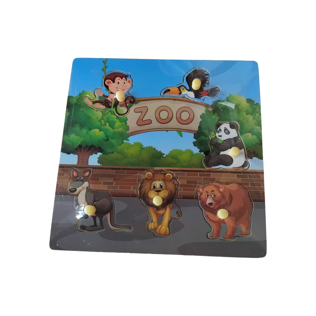 Acool Toys Zoo Animals Wooden Puzzle Multicolor Age- 3 Years & Above