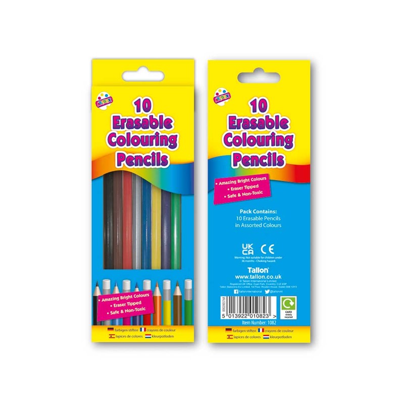 Artbox Assorted Colour Erasable Colouring Pencils 10 Pack Age- 3 Years & Above