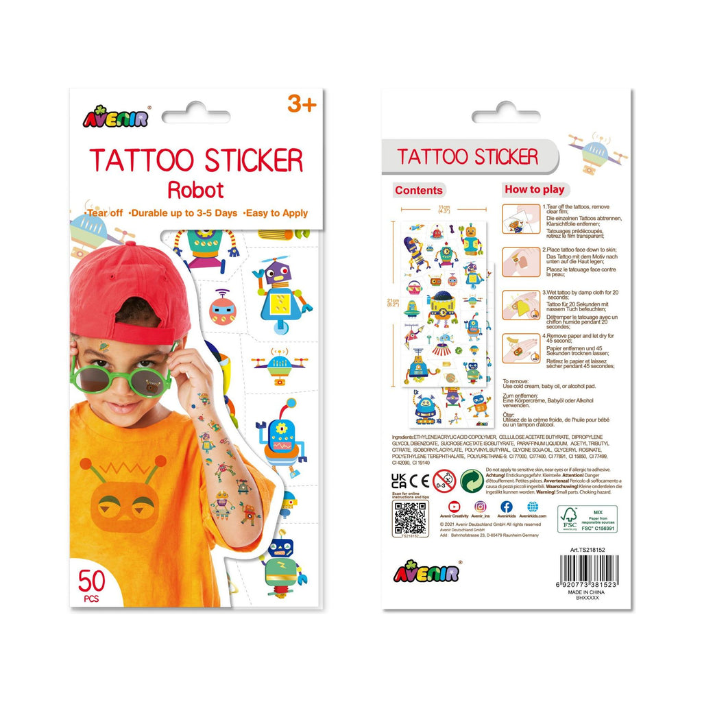 Avenir Tattoo Stickers-Robot Multicolor Age-3 Years & Above