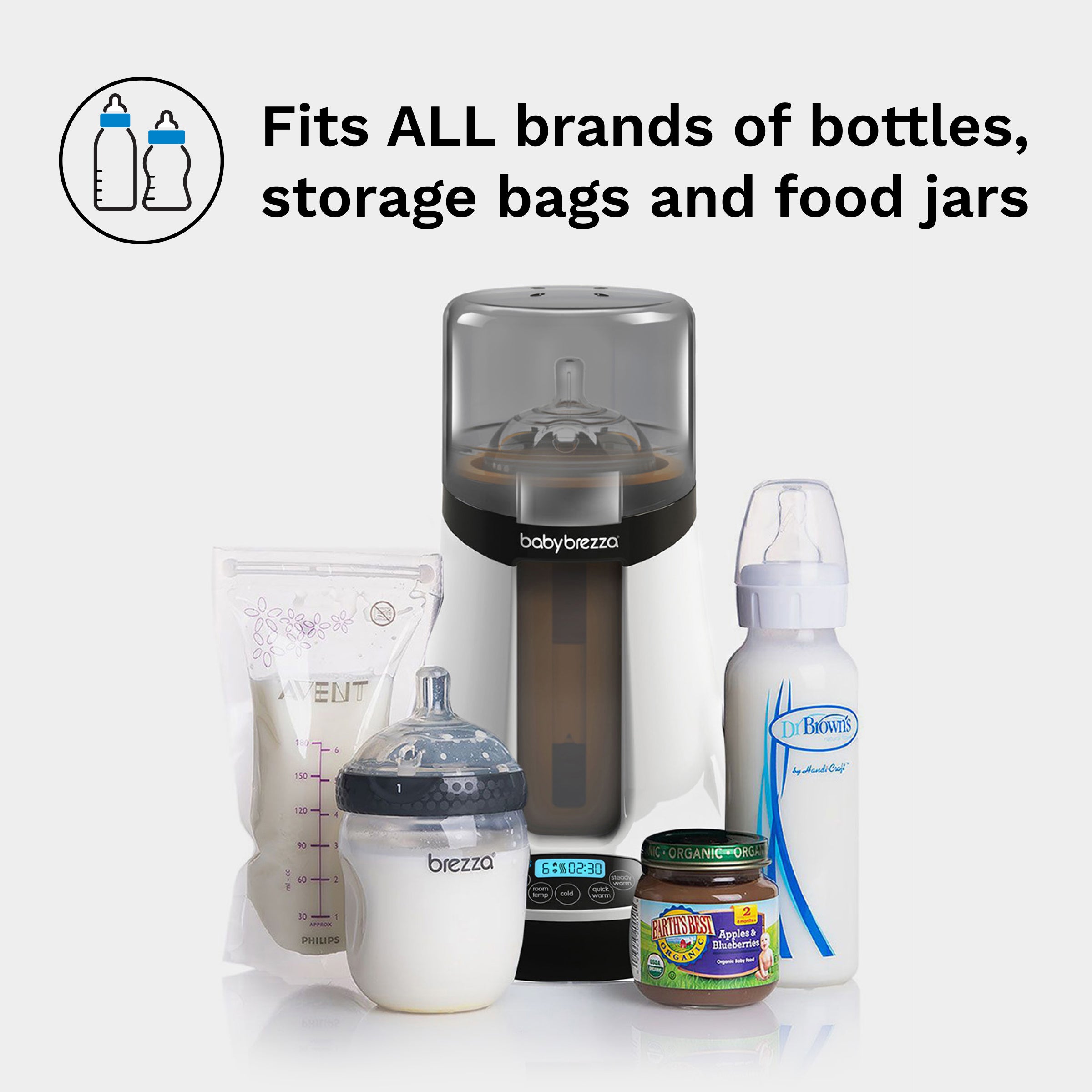 Baby Brezza Safe + Smart Bottle Warmer White/Grey Age Newborn & Above